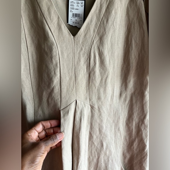 NWT Laura's Ramie Blended Knee-length Loose Shape Beige Dress Size 12 - Picture 7 of 14